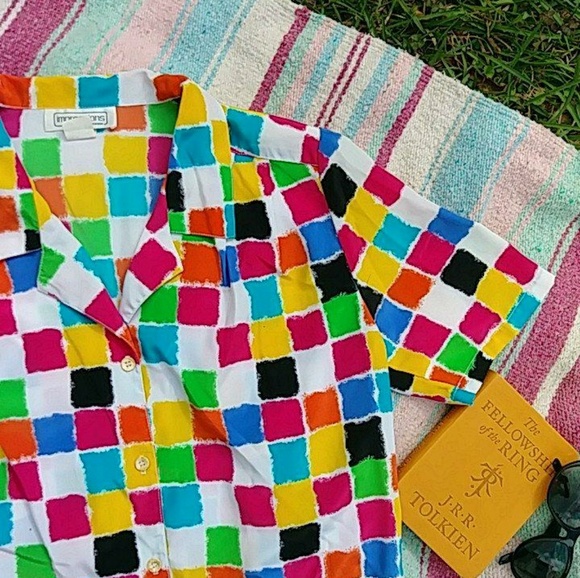 Vintage Tops - 🎉 HP Vintage Rainbow Colorblock Top